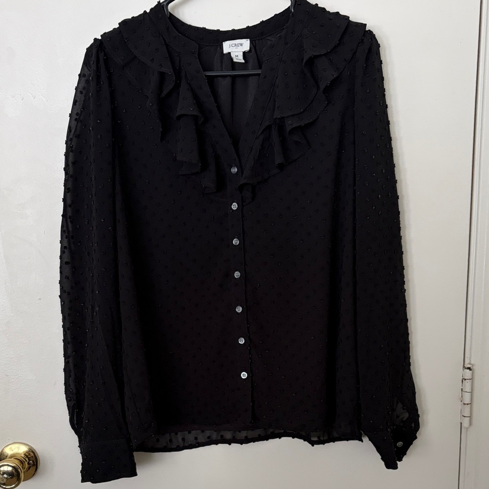 J. Crew Women's Black Button-Up Blouse - Size M